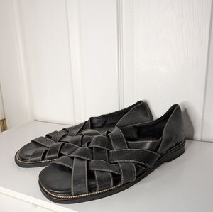 Cole Haan Mens Shoes Country Black Leather Fisherman Sandals Size 11.5 M